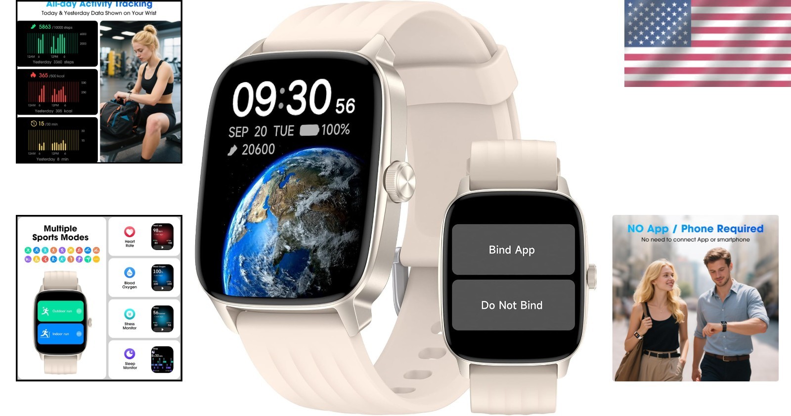Standalone Pedometer Watch: Heart Rate Monitor, Blood Oxygen