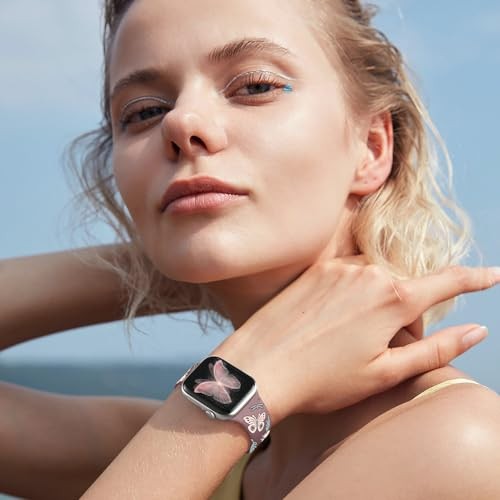 Soft Silicone Floral Strap Compatible with Apple Watch Series 6 40mm Women Sport