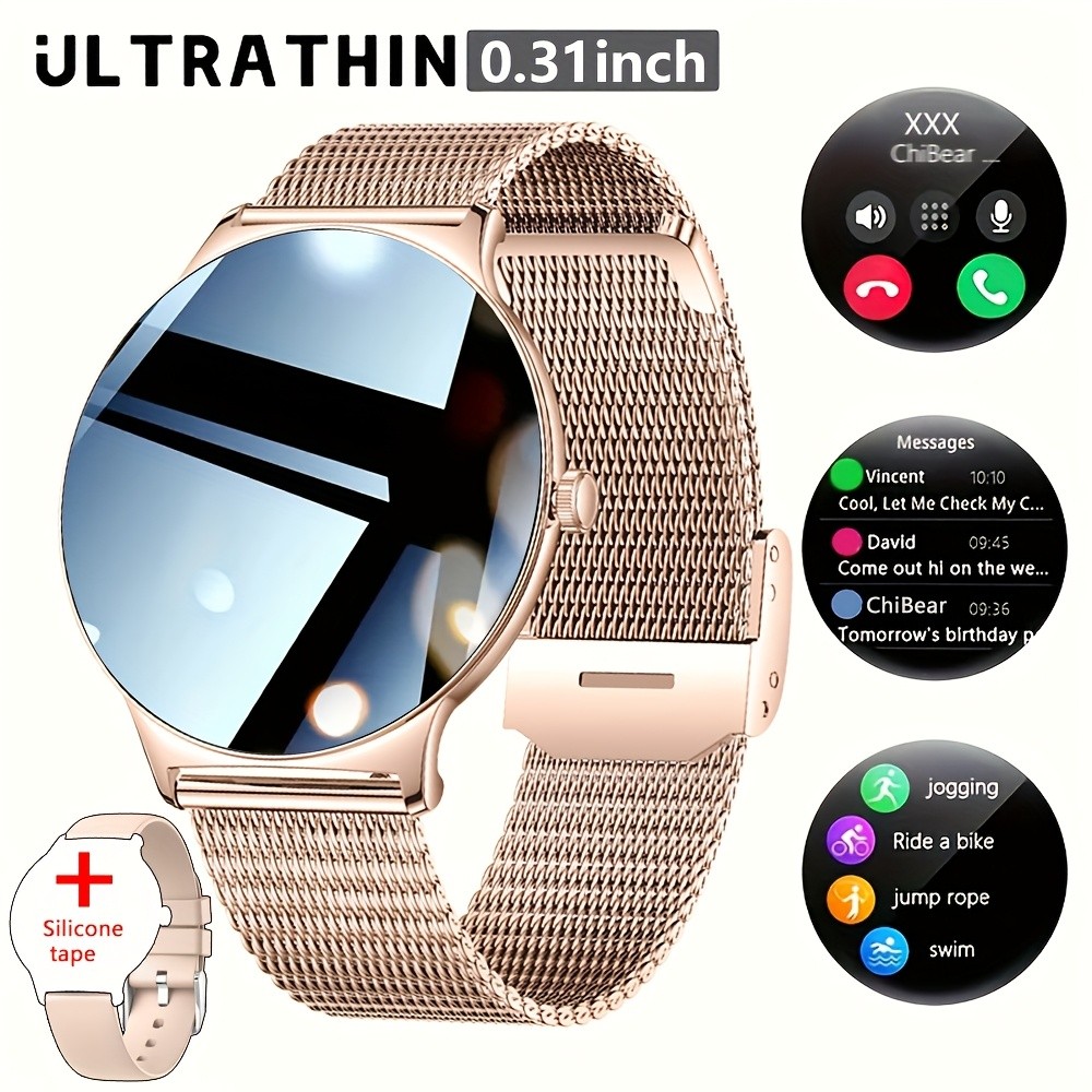 1.42″ Slim Smartwatch, Wrist Calls, Sports Modes, Waterproof, Health App