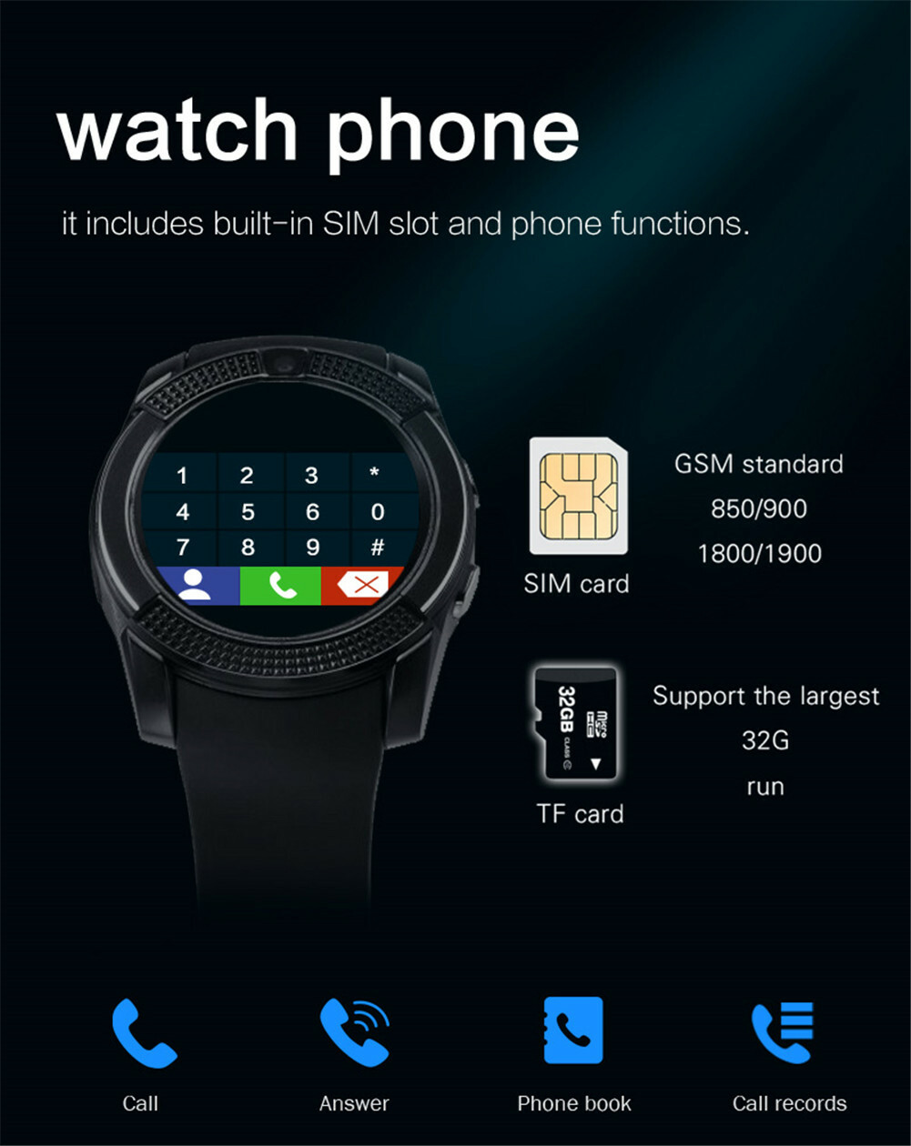Luxury Smart Watch Unlocked Phone Bluetooth Bracelets for Android Men Women