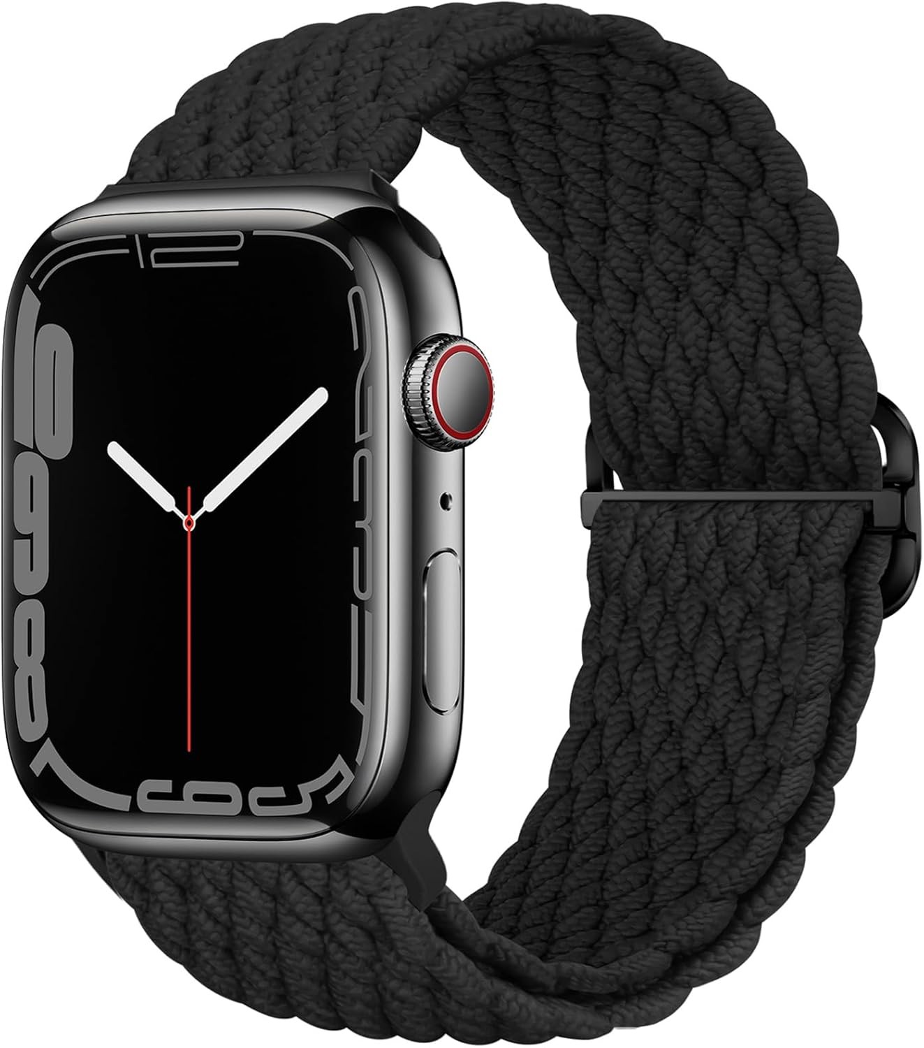 Breathable Stretchy Solo Loop Band for Apple Watch 49mm 44mm Sport Strap Black