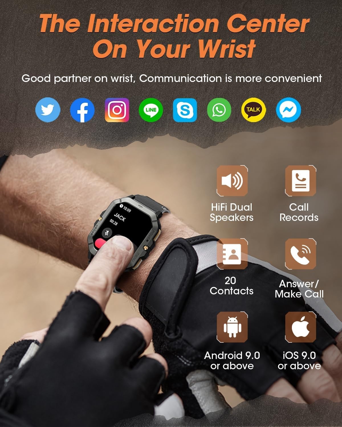 Reloj Inteligente Militar Bluetooth De Hombre Para iPhone Samsung Android NEW US