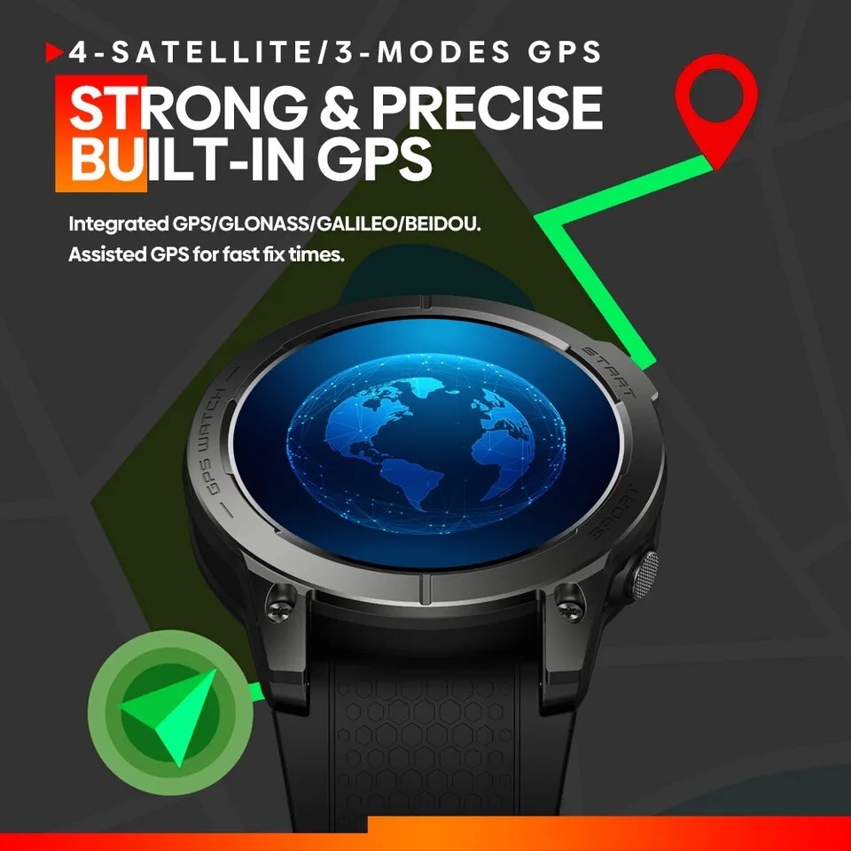 Zeblaze Stratos 3 Precise GPS 1.43″ AMOLED,Hi-Fi BT Voice Calling Men Smartwatch