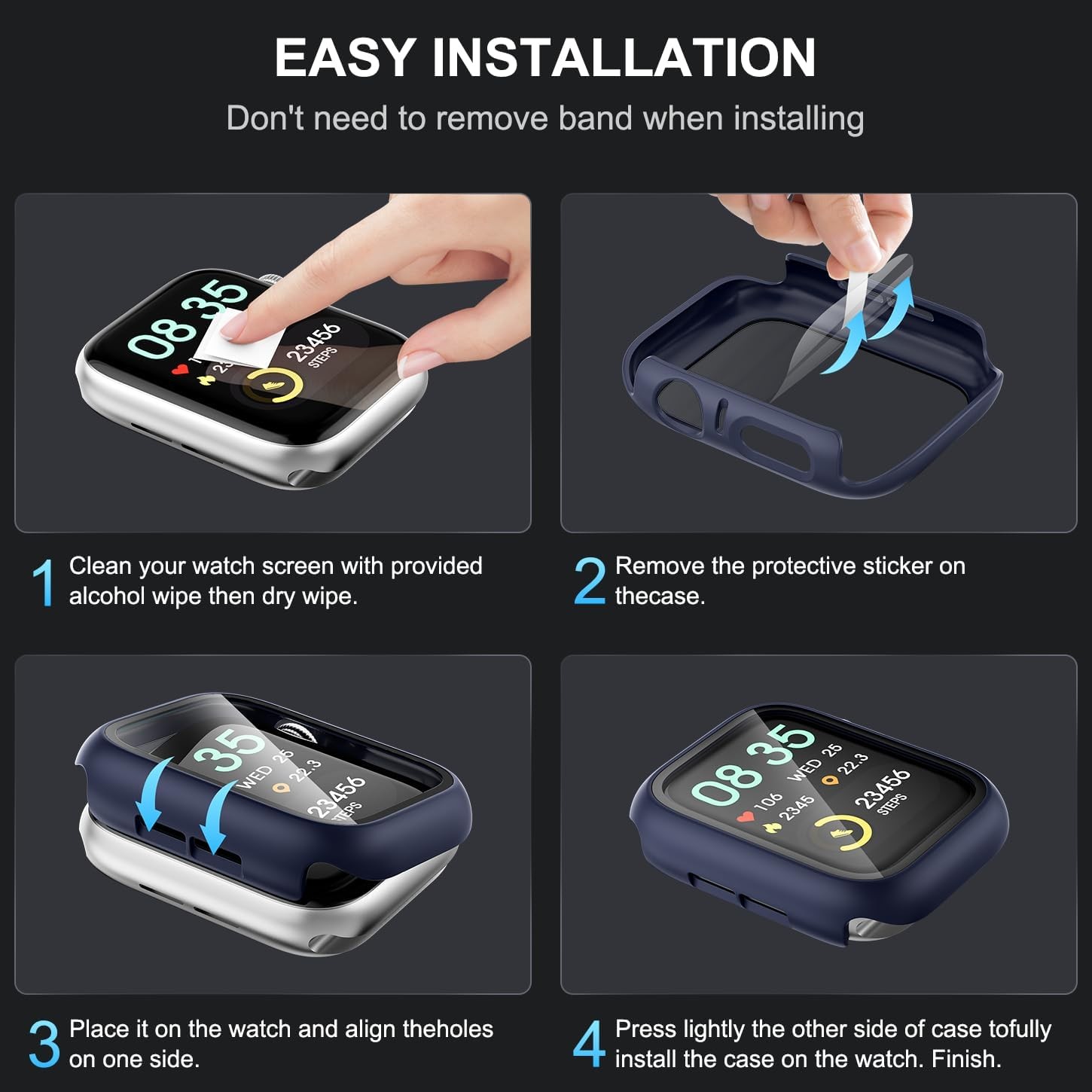 6-Pack PC Case & Glass for Apple Watch 42mm, Ultra-Thin Bumper + Tempered Glass