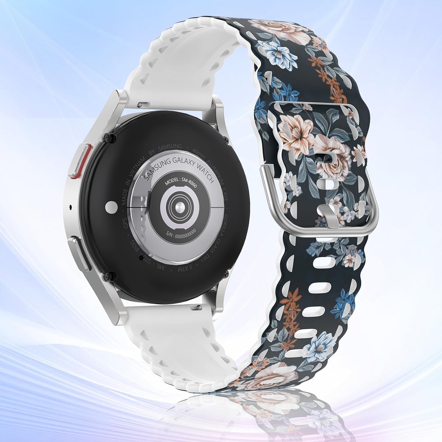Slim Lace Floral Print Soft Silicone Strap Compatible with Samsung Galaxy Watch