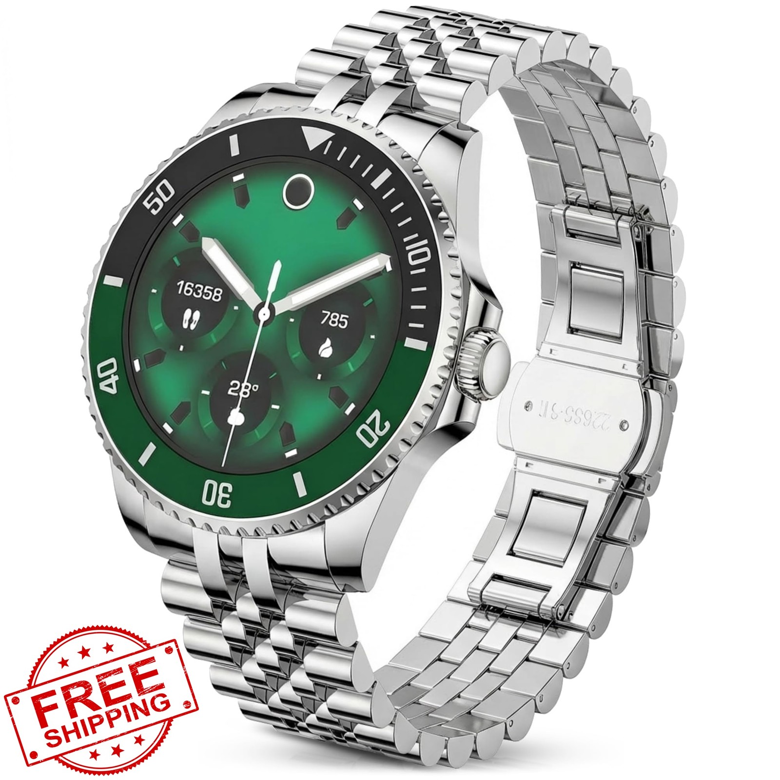 OIKKEI Men’s Smart Watch AMOLED Bluetooth Calls Silver