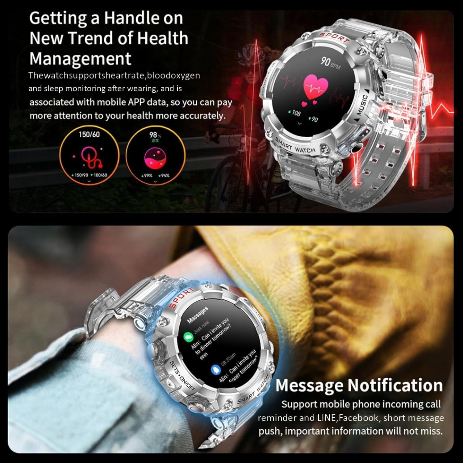 Smart Watch with Earbuds for Women Men,1.52″ HD Touch Screen & Bluetooth Call (M