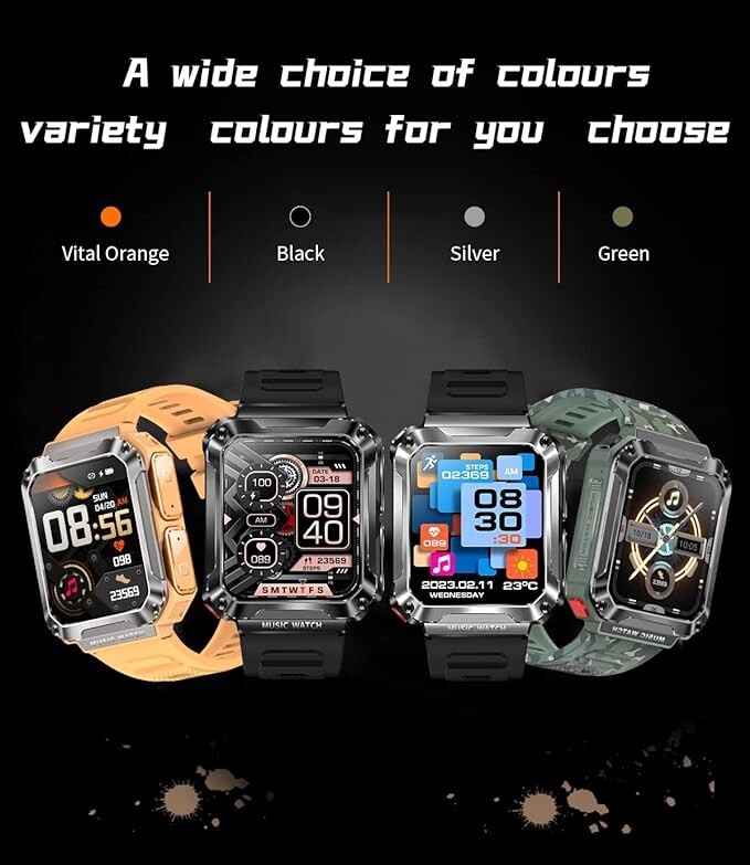 3 in 1 Bluetooth Smart Watch for Android iPhone Military Fitness Tracker Watch