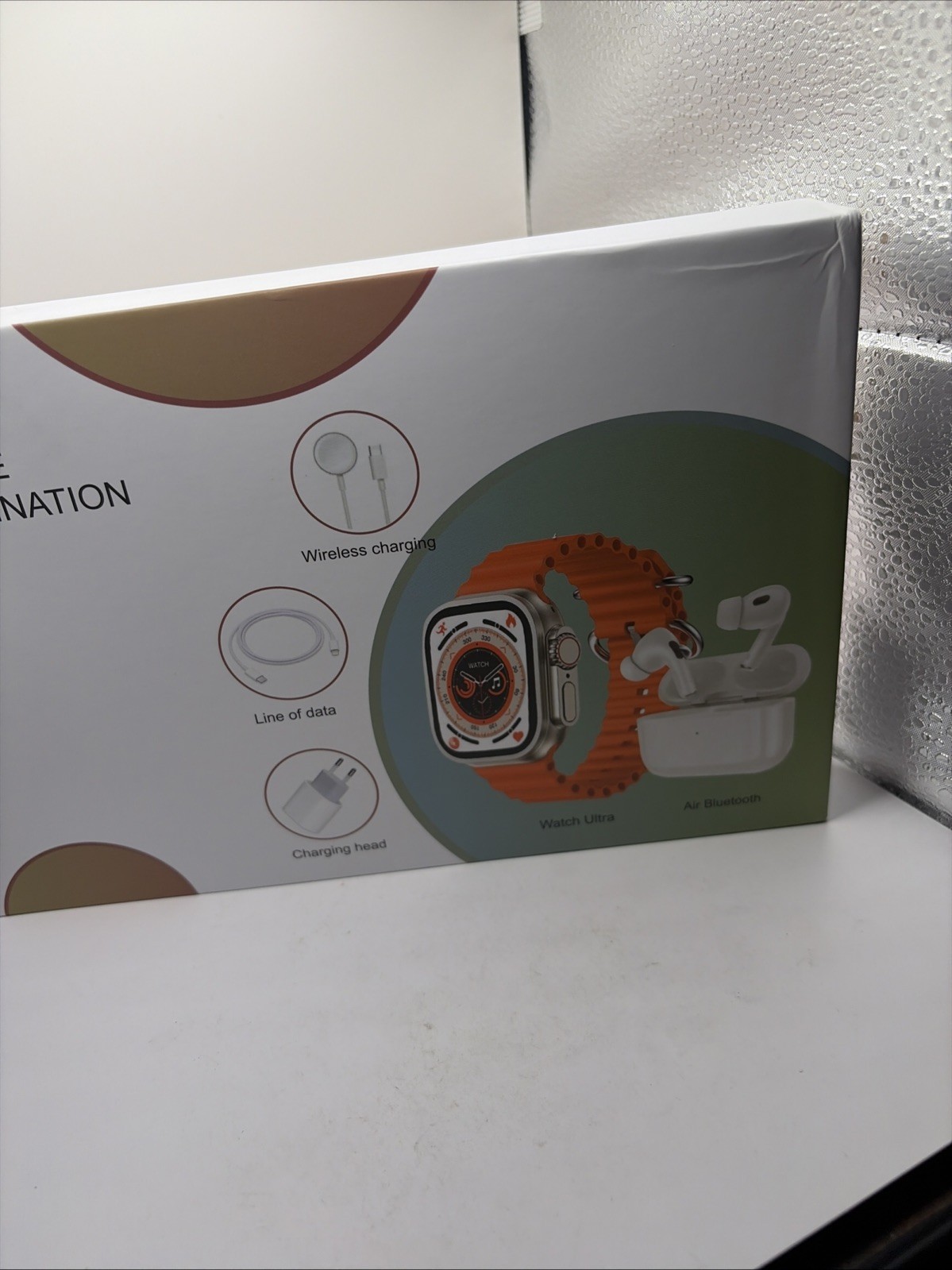 X9 Smartwatch 49mm Silver Metal Case Orange Silicone Band Bluetooth Wireless