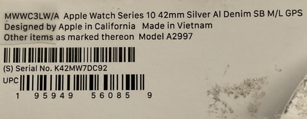 Apple Watch Series 10 42mm Silver Aluminum Denim Band GPS Model A2997