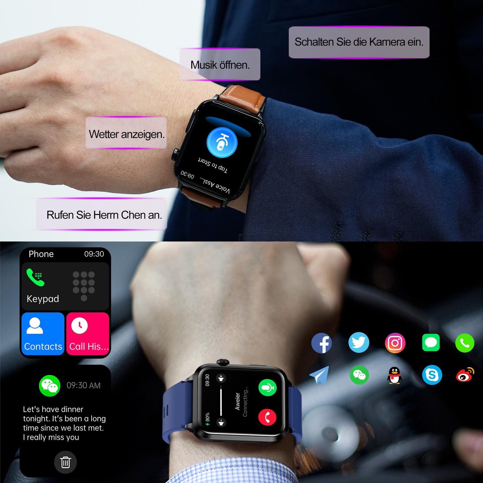 Advanced Health Smartwatch for Women Men with Real-Time Large, Black