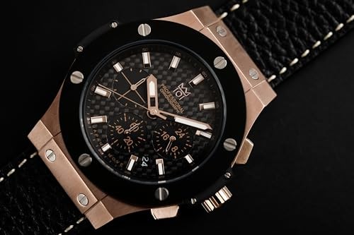 [HYAKUICHI 101] No.8L Hyakuichi Chronograph Watch Pink Gold Carbon Fiber Black
