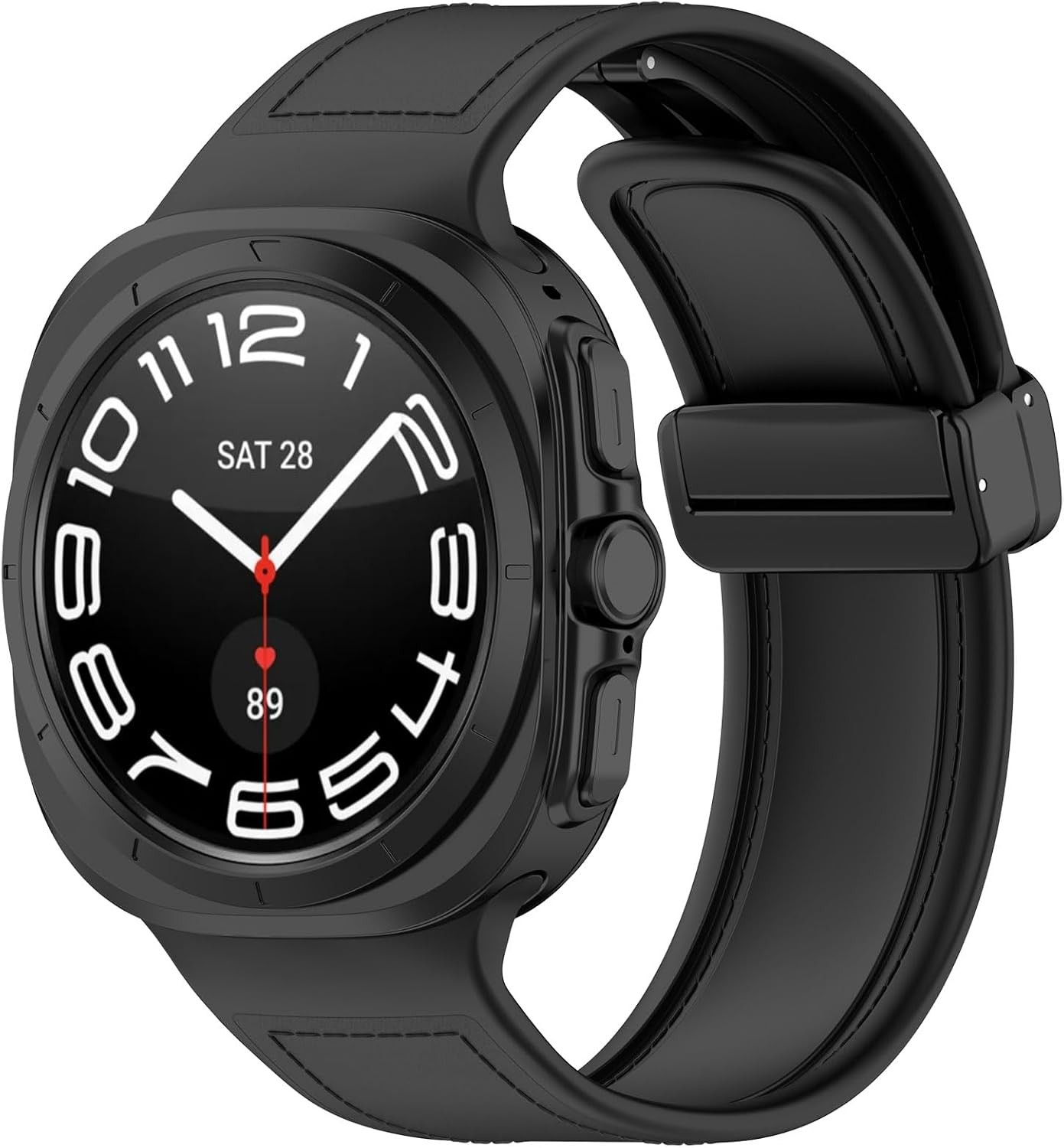 Silicone Leather Band for Samsung Galaxy Watch Ultra 2 47mm – TenCloud (Black)