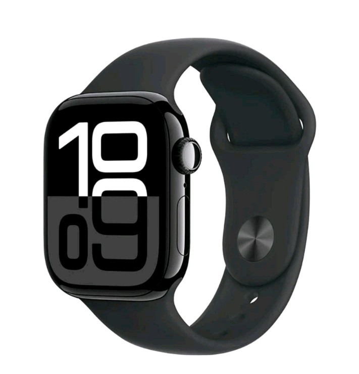 Apple Watch Series 10 42mm GPS + Cell w/ Sport Band S/M MWX63LW/A Jet Black Case