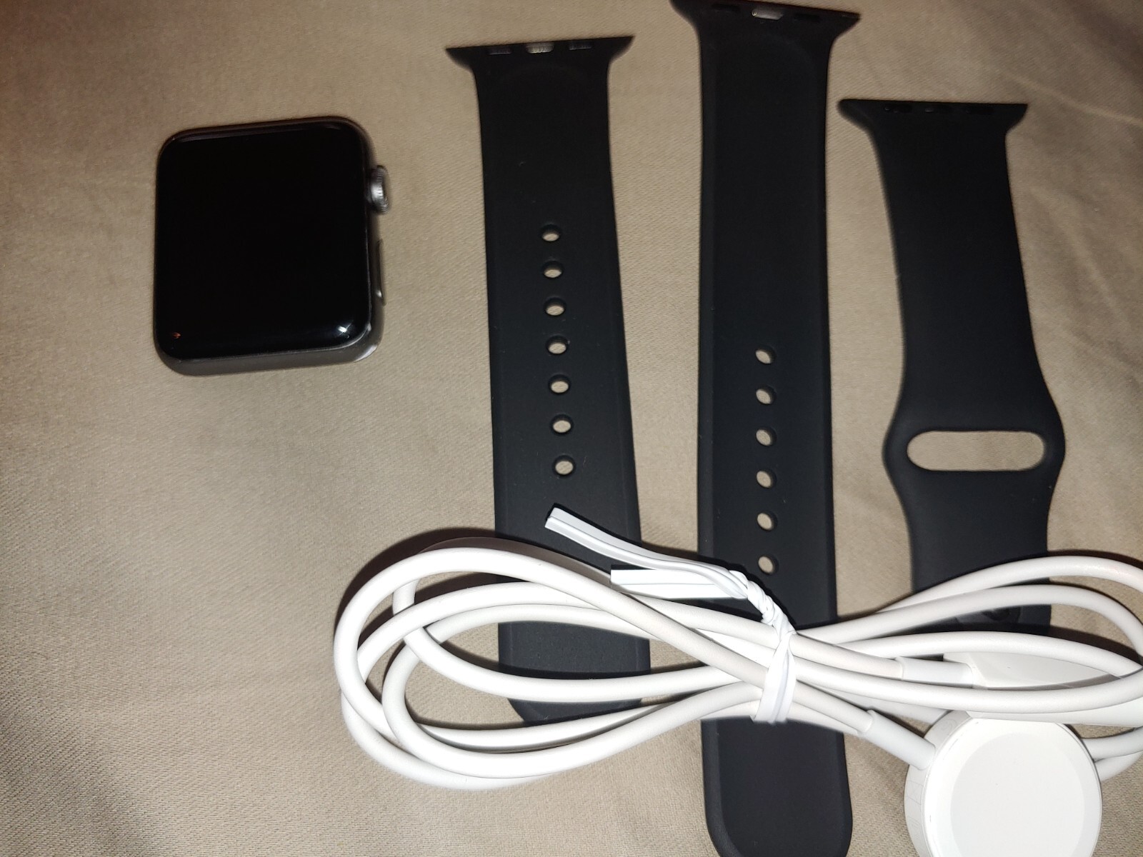 OB Apple Watch S3 Series 3 GPS 42mm Space Gray Aluminum Case Black Sport Band