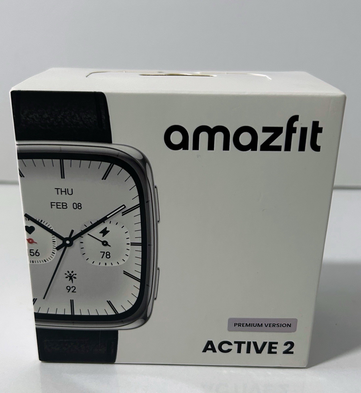 Amazfit Active 2 Square Smartwatch (Premium Version) w/ Black Leather Band
