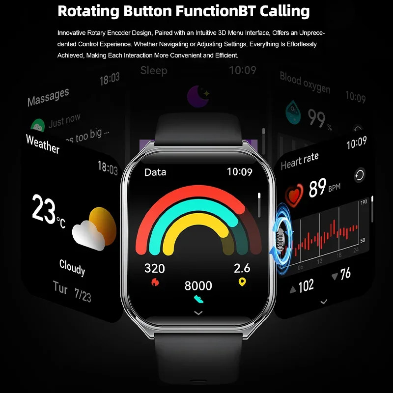 New Ultra Thin Smart Watch Men 1.96 AMOLED HD Pixel Display Always Show Time BT