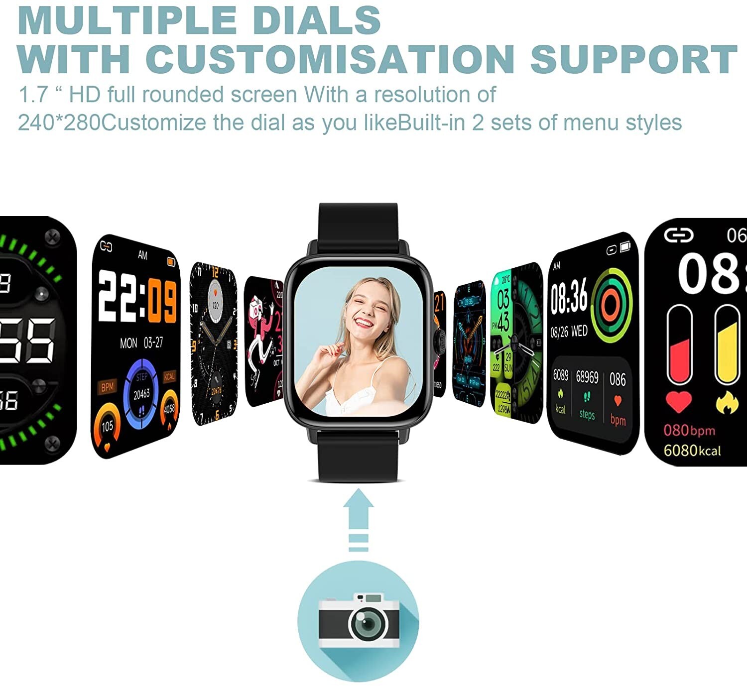 Choiknbo Smart Watch 1.7” Full Touch Screen Call Answer/Dial Fitness Tracker Sm