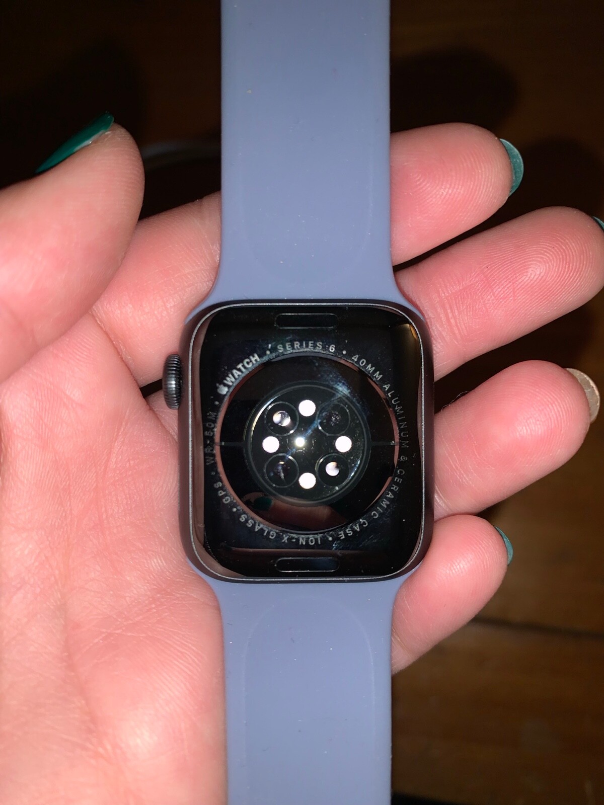 Apple Watch Series 6 40mm Space Gray Aluminum Case with Green Sport Band 