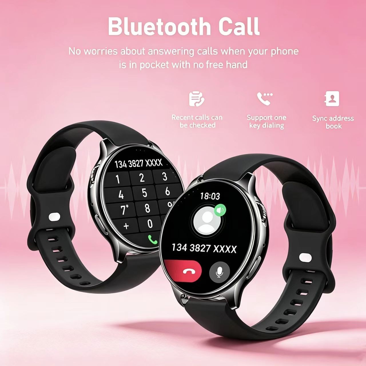 Brand New Women’s Dopamine Sports Smart Watch with Black Rubber Strap 52mm