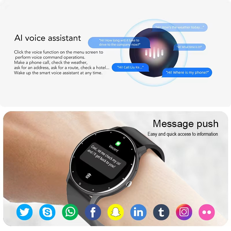 Smart Watch Men Women Bluetooth Call Fitness Tracker Waterproof Sports Watch