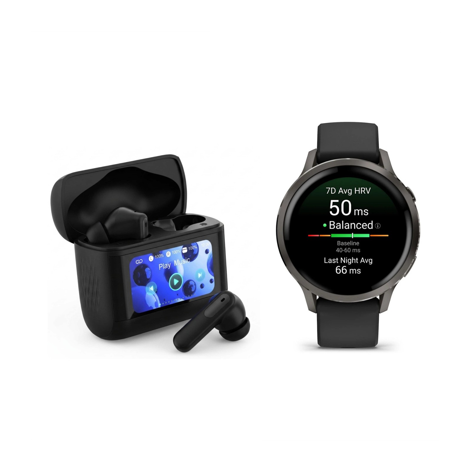 Garmin Venu 4 41mm GPS Smartwatch (Slate/Black) Bundle with Earbuds