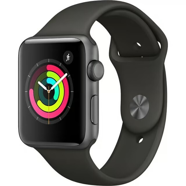 Apple Watch Series 3 38mm Space Gray Aluminum Case – Black Sport Band