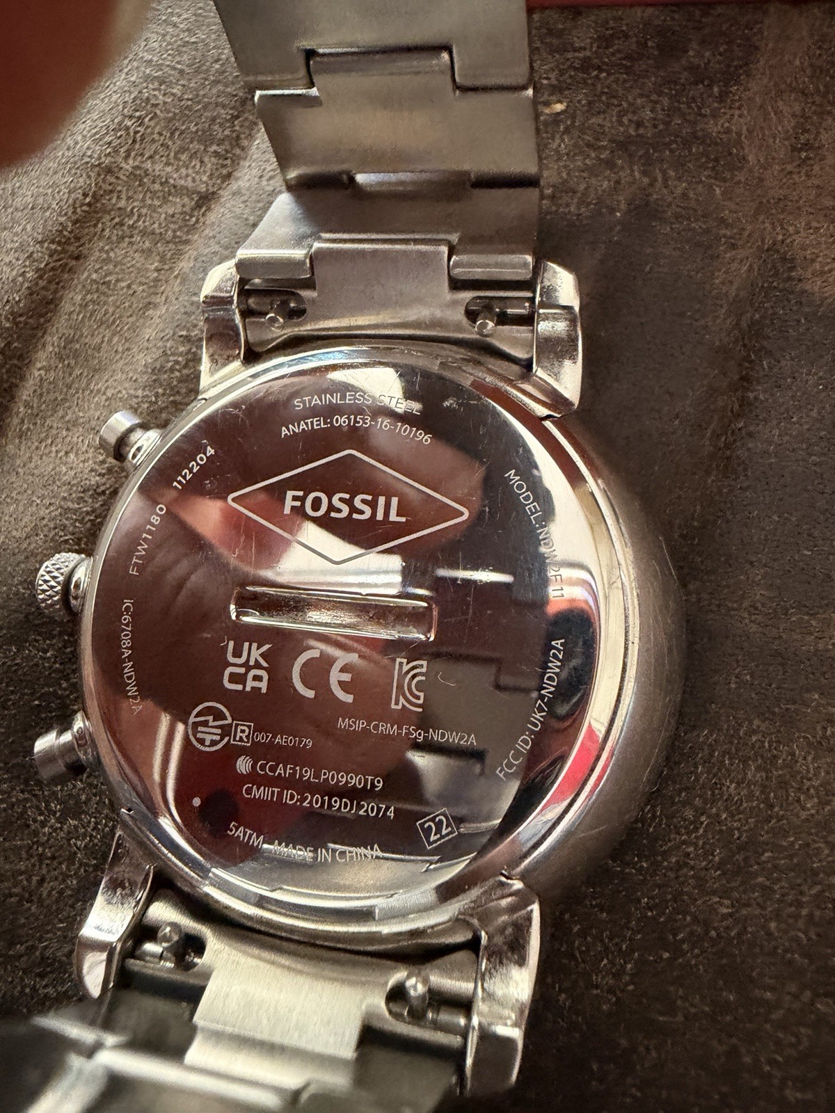 Fossil Hybrid FTW1180 42mm Silver Stainless Steel Smartwatch Activity Track