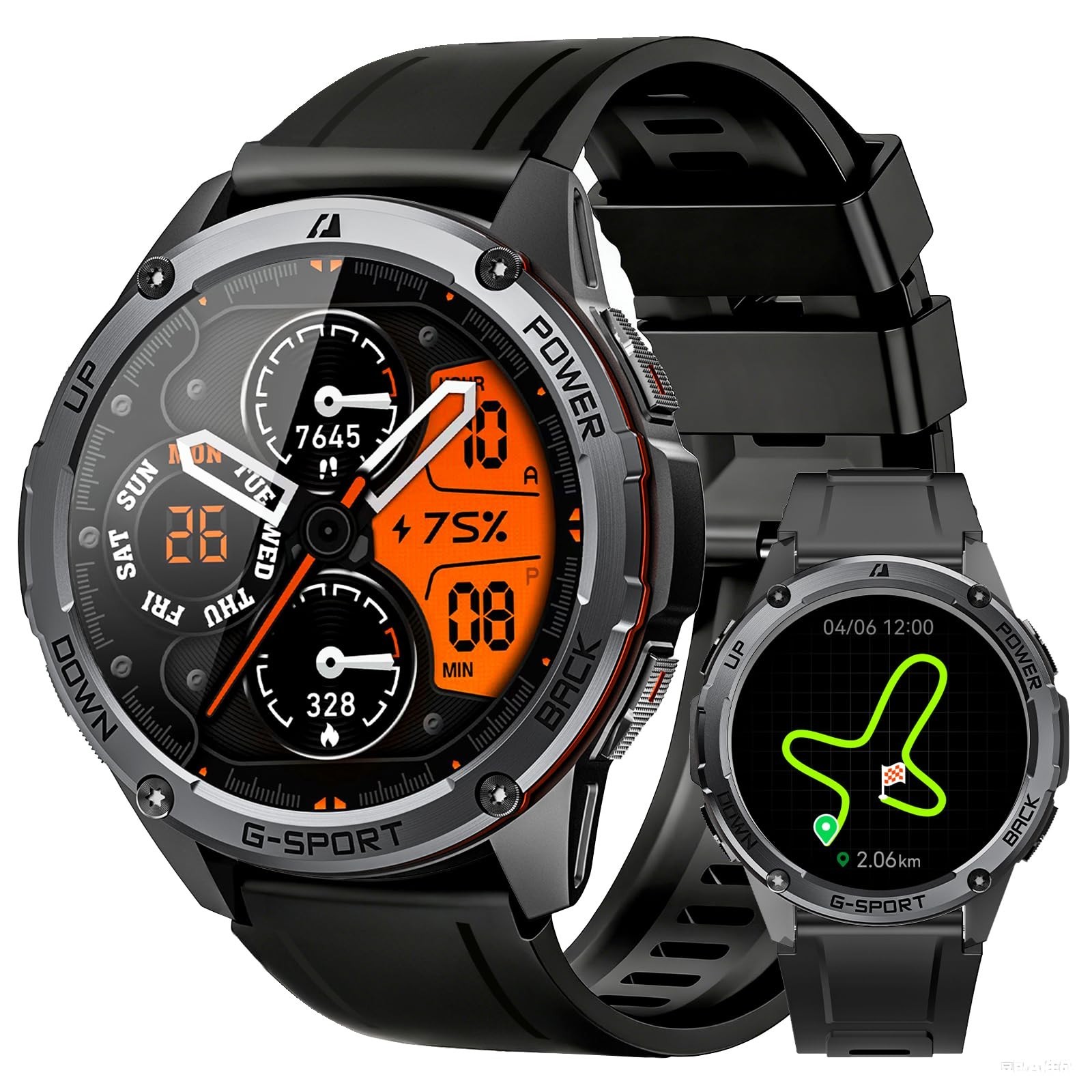 Smart Watch with Built-in GPS, 1.43″ AMOLED Rugged Smart Watch for Men, 100+ Spo