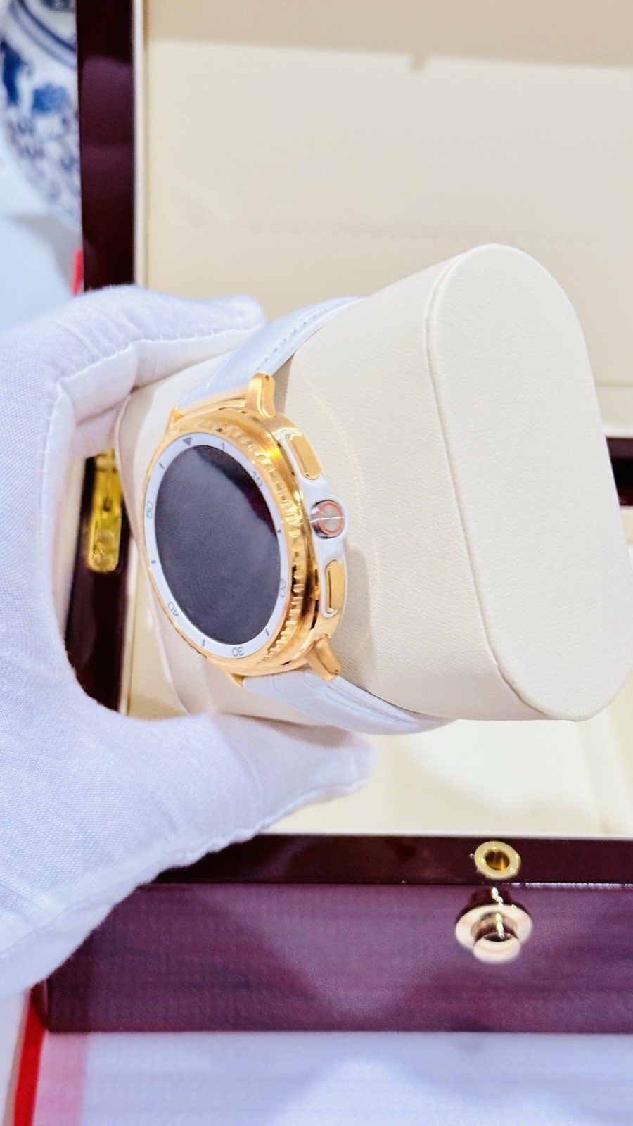 Custom 24k Gold 46mm Samsung Galaxy Watch8 Classic White | LTE Bluetooth GPS