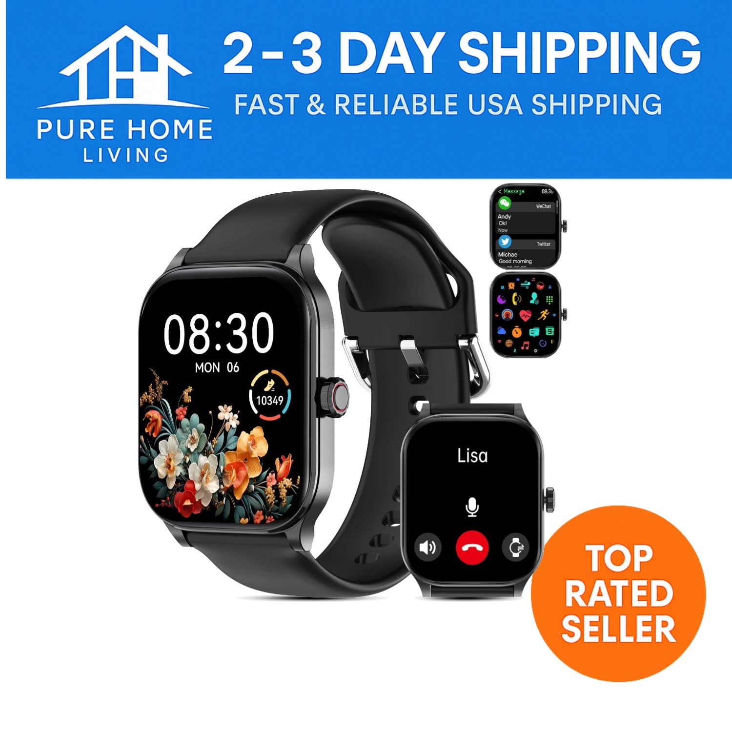 Elegant Bluetooth Smartwatch for Men & Women: Health Tracker with Call Functions
