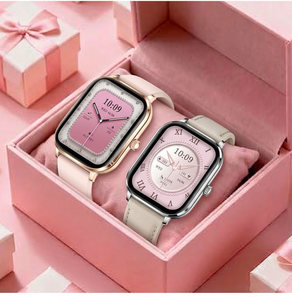 Women Smart Watch 1.82″ HD Touch Screen Bluetooth Call IP68 Waterproof Rose Gold