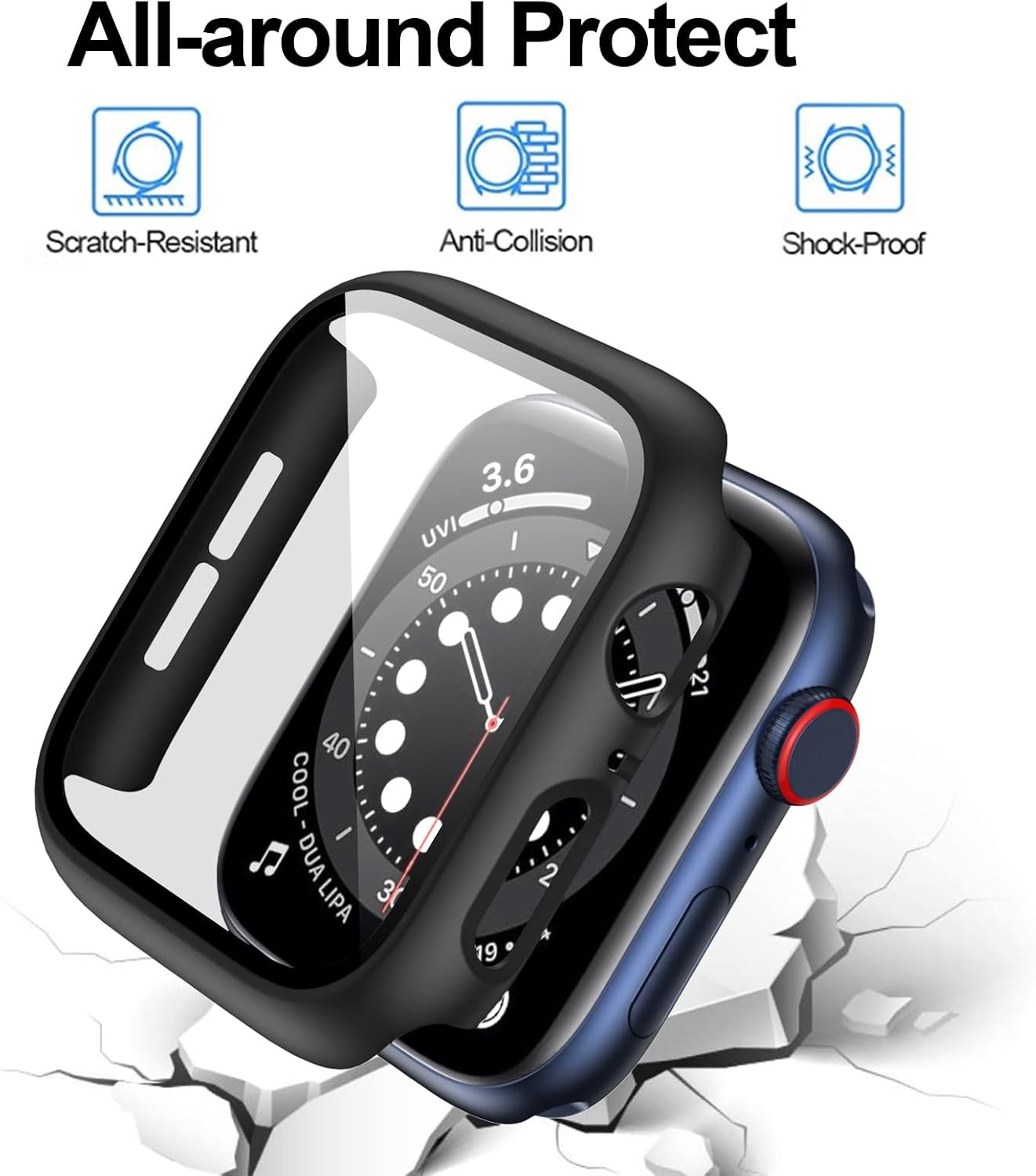 6-Pack Hard Case with Tempered Glass for 42mm Apple Watch Series 3, Full Coverag