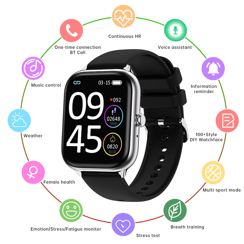 Waterproof Bluetooth Smartwatch – Fitness Tracker, Heart Rate, Sleep, Call Music