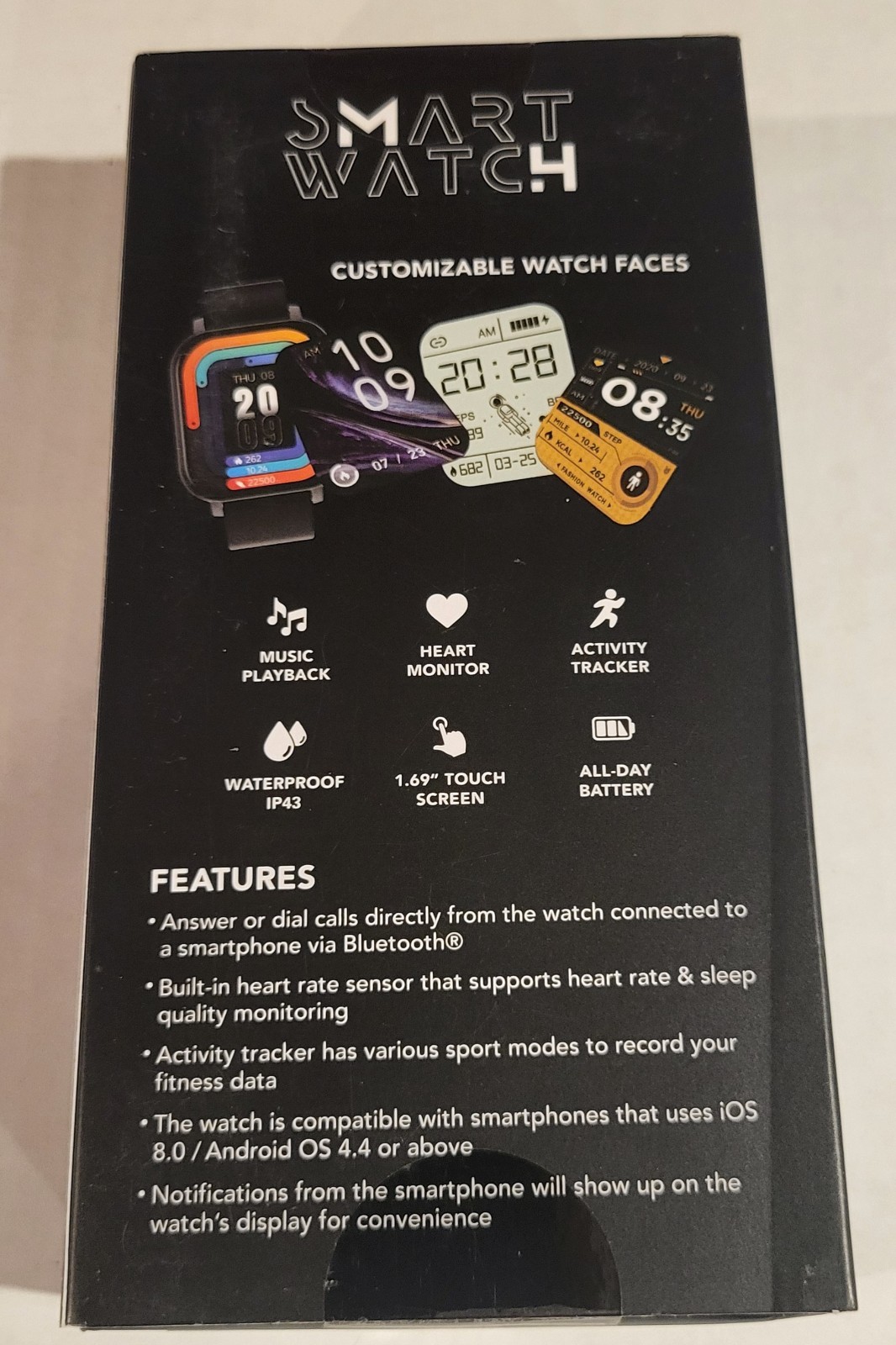 Vivitar Smart Watch 1.83” Touch Screen Waterproof SMRTW20 Black