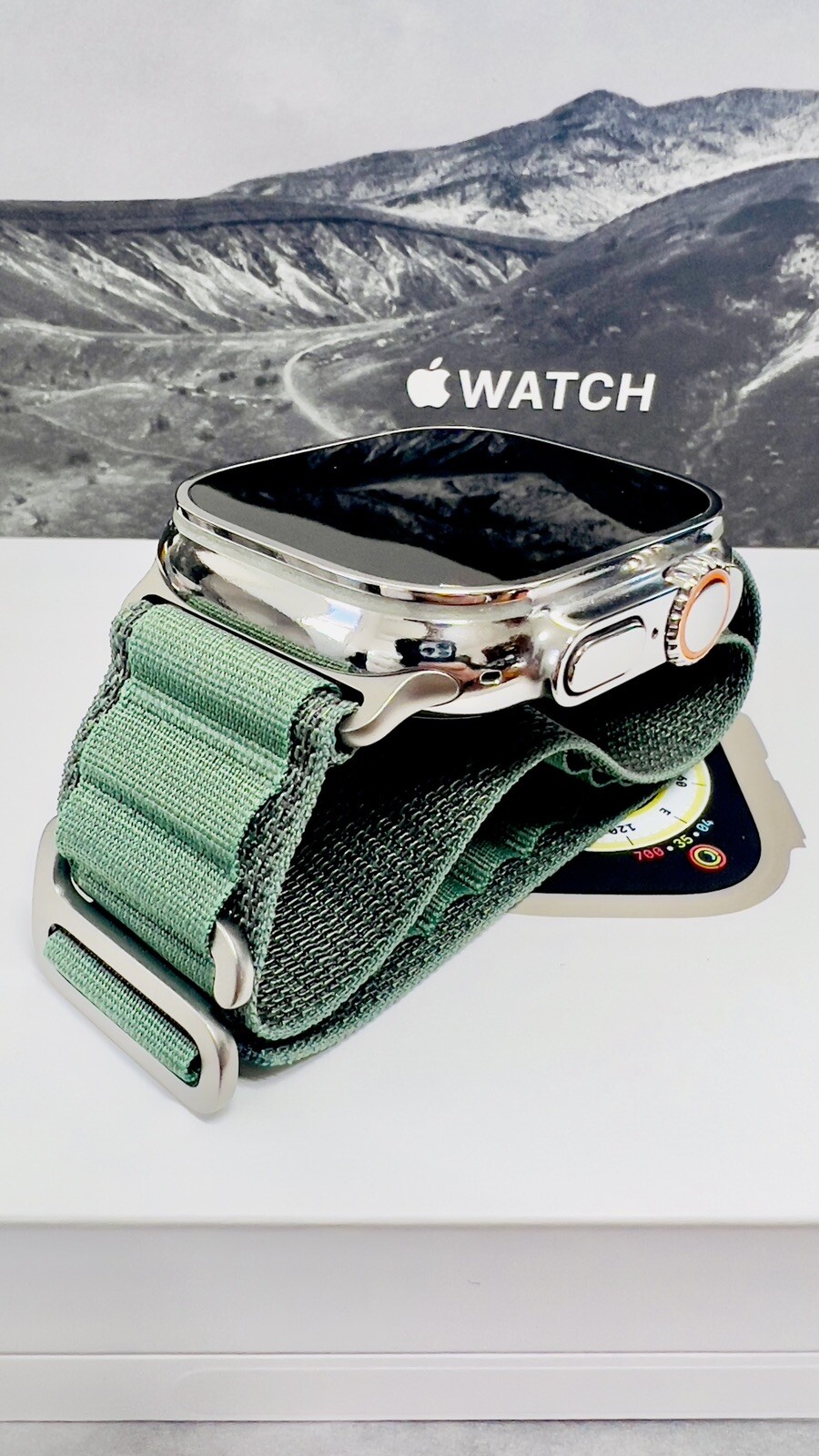 Apple Watch ULTRA 2 49mm Polished Custom Titanium Green Loop Band Custom