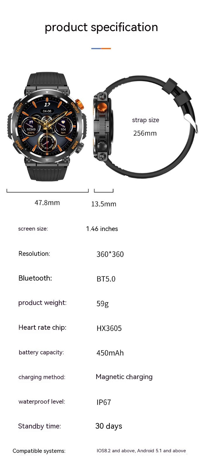 Smart Watch For Men & Women Bluetooth Call Heart Rate Blood Oxygen IP67