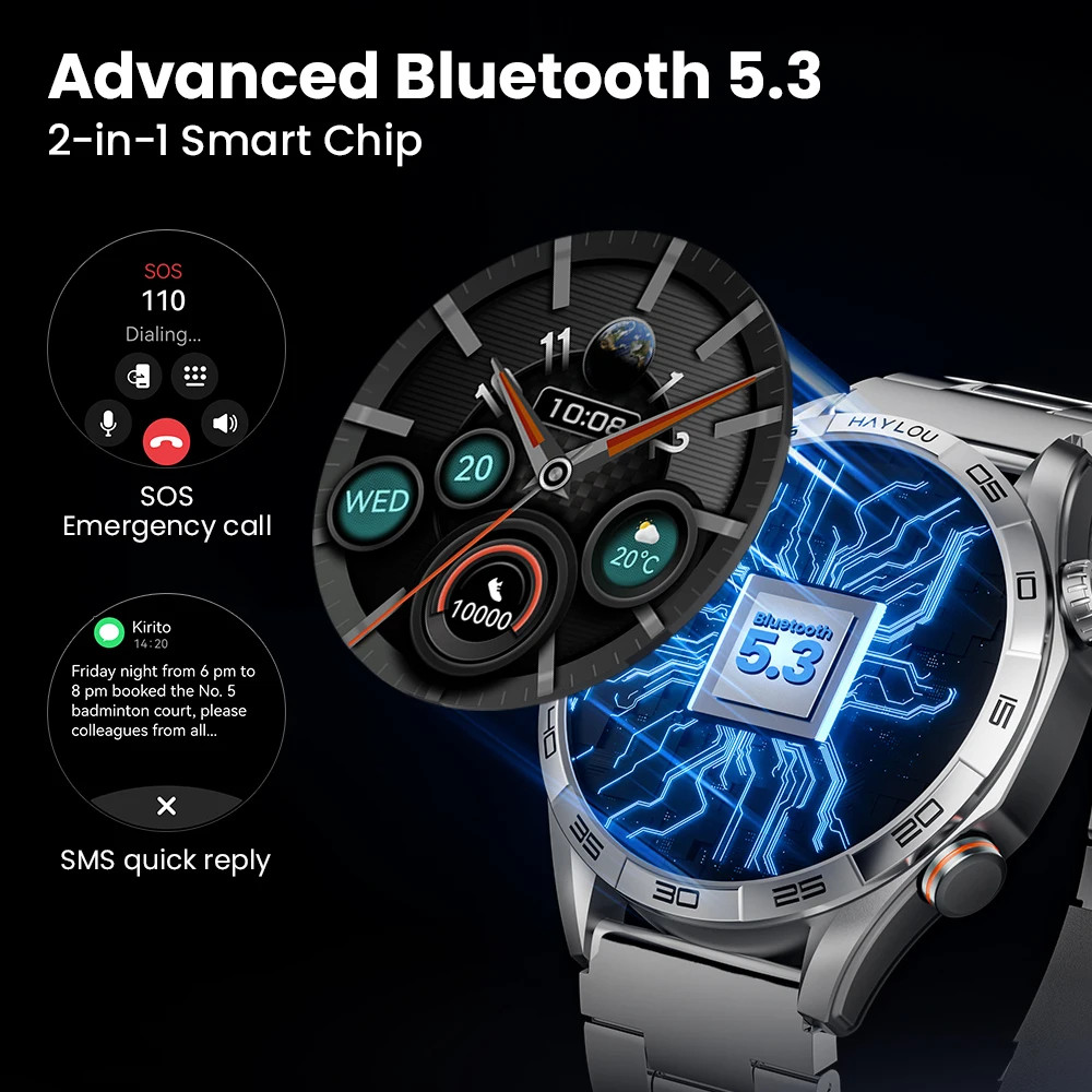 HAYLOU Solar 5 Smartwatch Bluetooth Calling 1.58″ AMOLED 60Hz 40-Day Battery