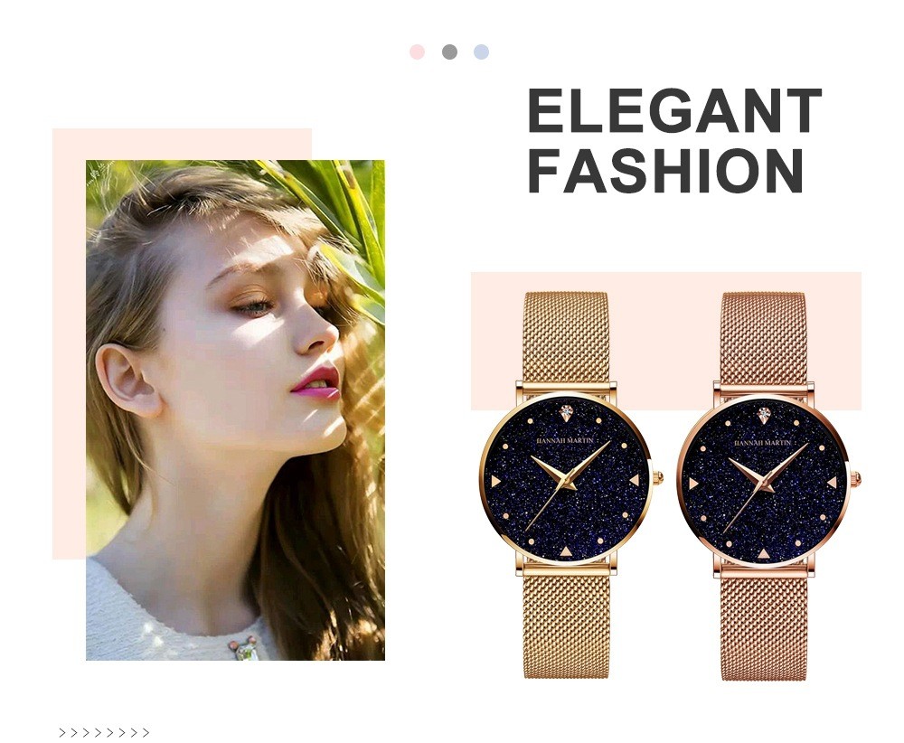 Japan Quartz Movement Stainless Steel Mesh Band Watch Waterproofing For Women