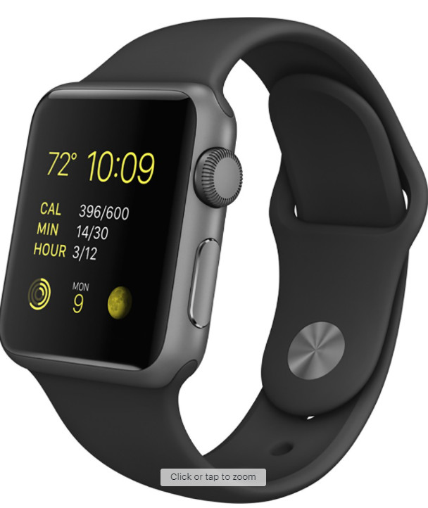 Apple Watch Sport 38mm Aluminum Case Black Sport Band – (MJ2X2LL/A)