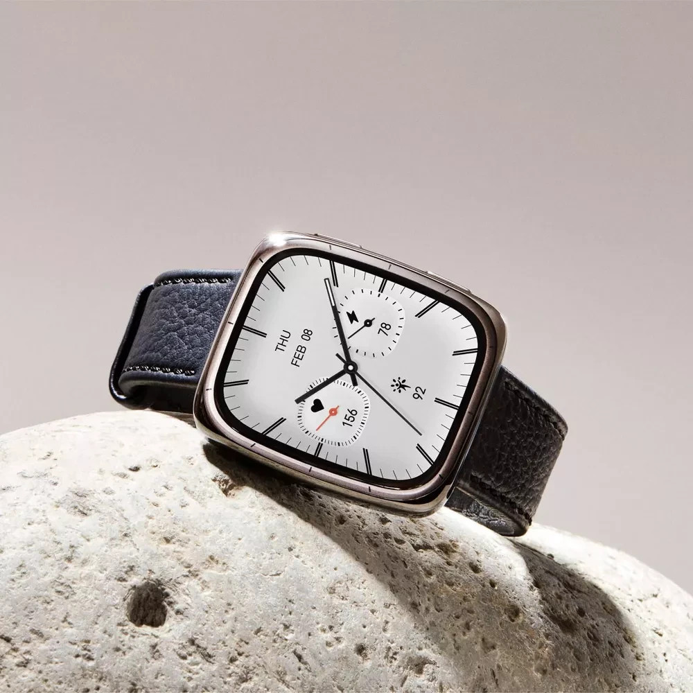 Brand New Amazfit Active 2 Premium Version Square Smartwatch – Black Leather