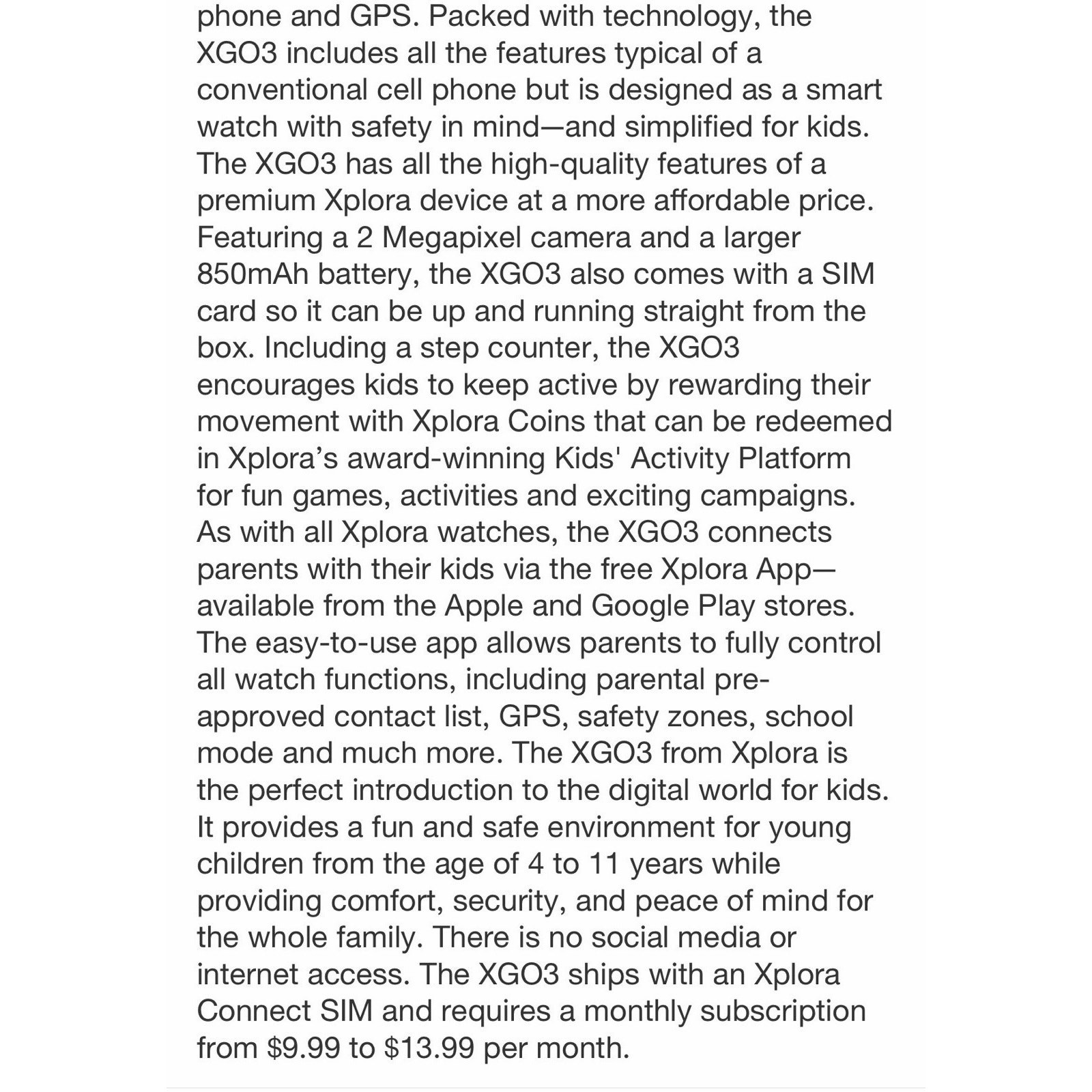 Xplora XGO3 Kids Smartwatch Cellphone Pink New