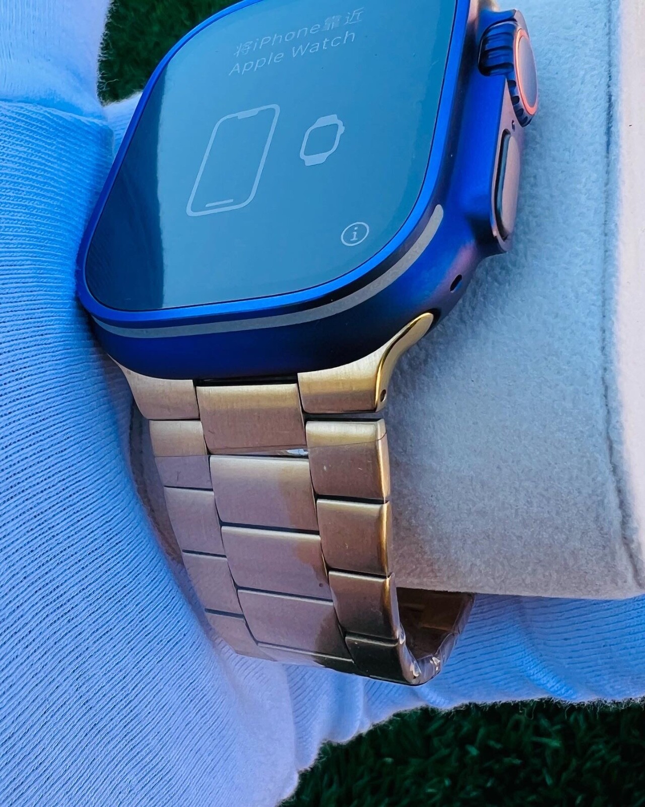 Custom Anodized Purple 49MM Apple Watch ULTRA with Gold Link Band