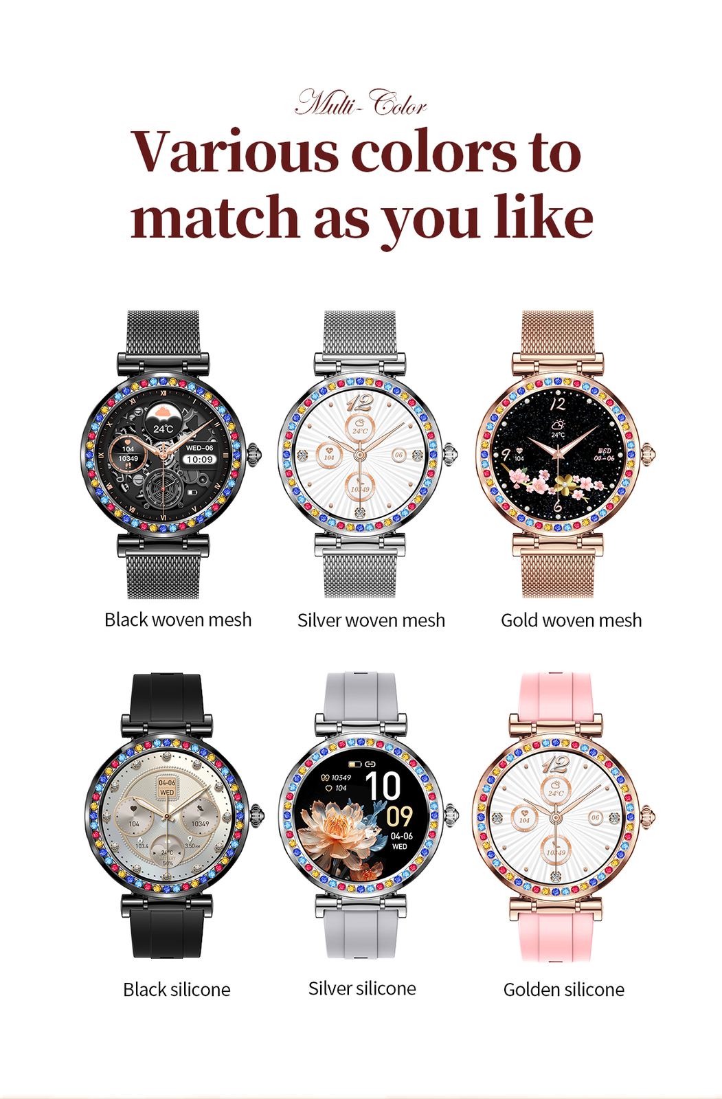 Bluetooth Smart Watch Bracelet Sport Fitness Tracker Fashion Lady Wristwatch