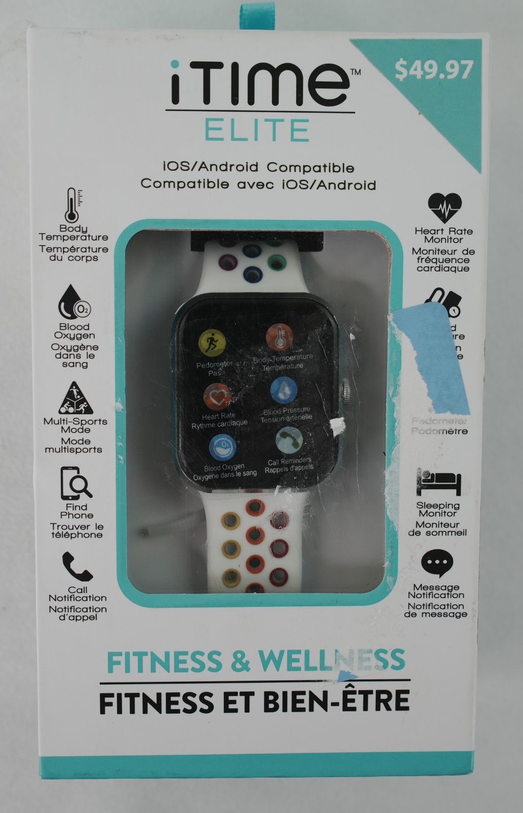 iTime Elite Health & Fitness Body Temperature Smartwatch w/ Heart Rate Monitor