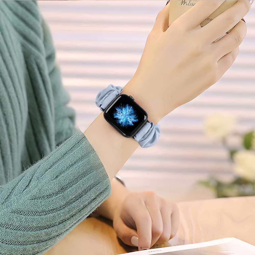 10 Pack Scrunchie Strap Compatible with Apple Watch Series 7 44mm Women