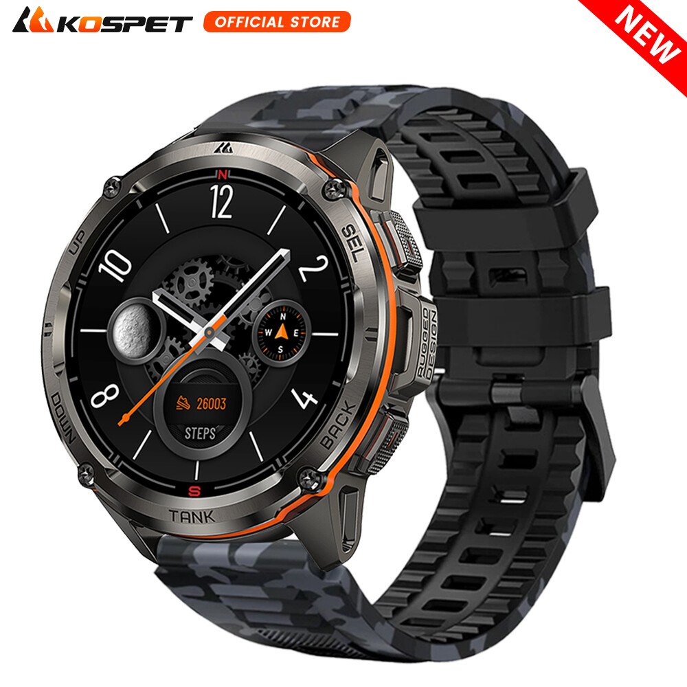 Original KOSPET Smart Watch Men GPS Smart Watch 50M Waterproof+Camouflage Strap