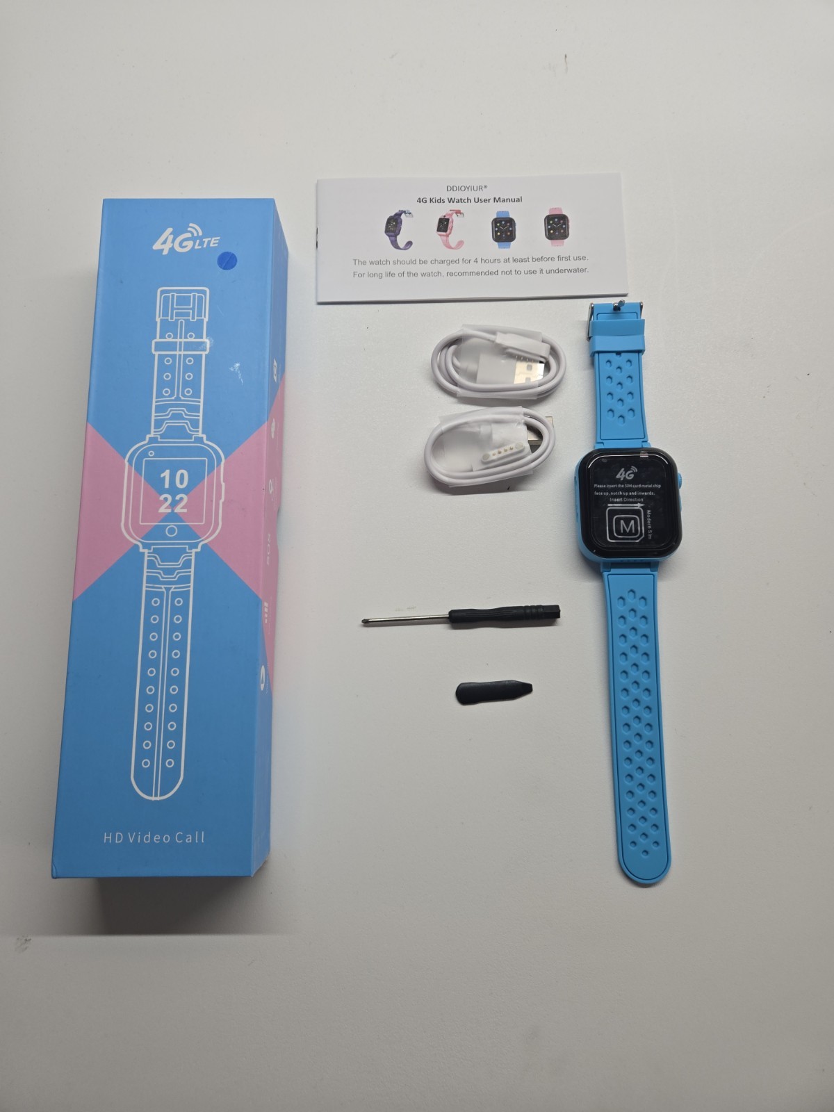 4G Kids Smart Watch DDIOYIUR T16 Phone Blue Video Call Track Play Photo 3-15 Old