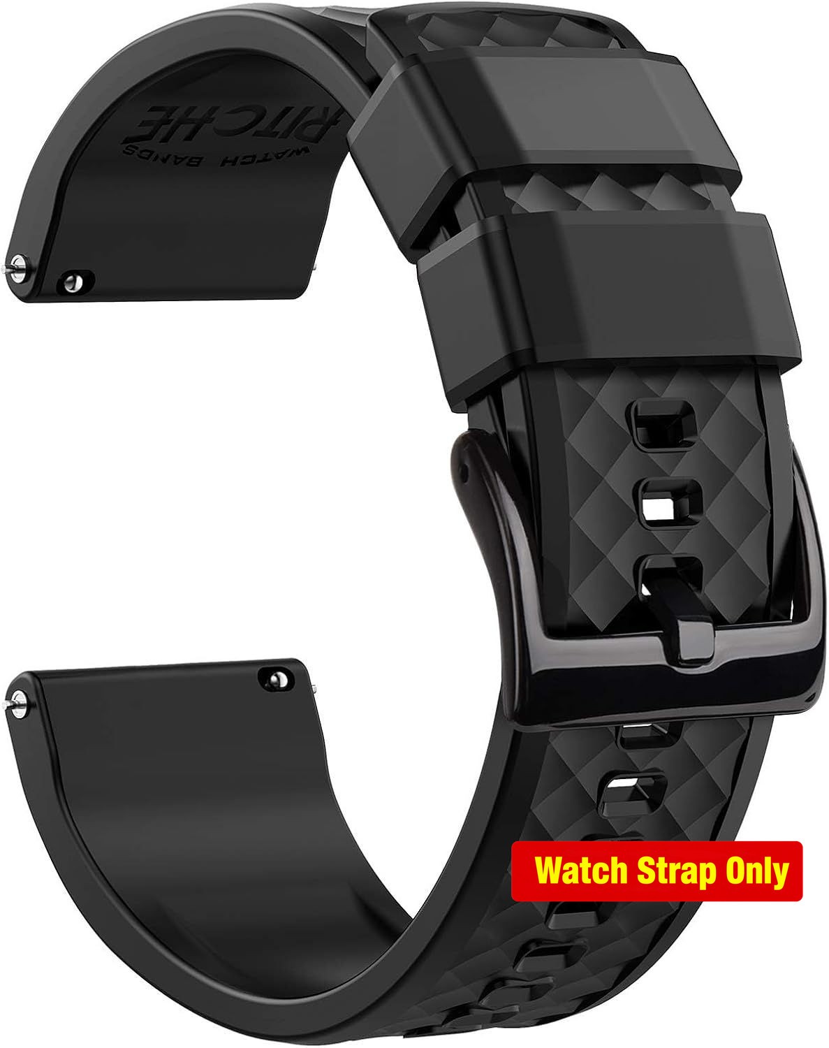 Quick Release Silicone Watch Bands 18mm 20mm 22mm 24mm Compatible Strap Black
