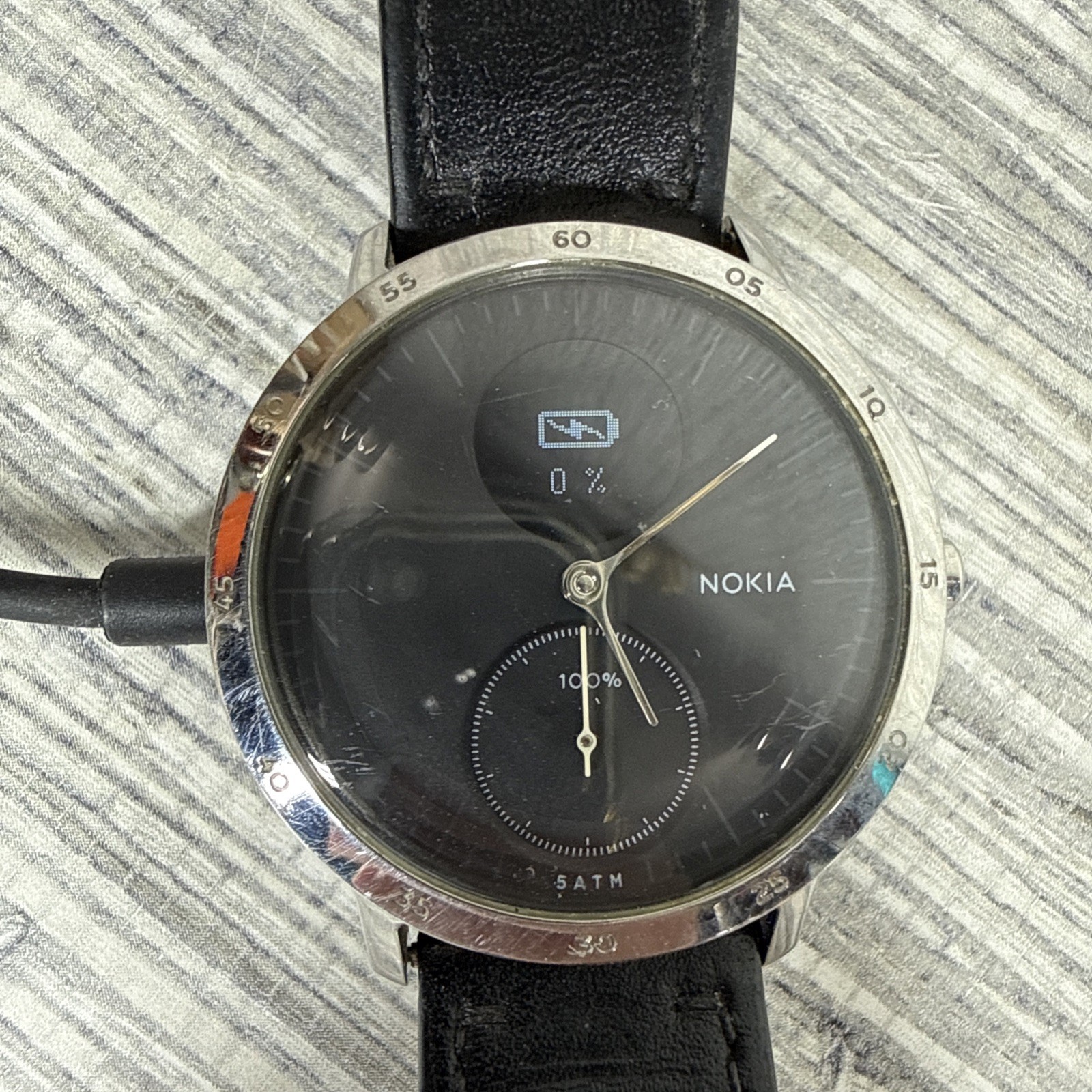 Nokia Withings Steel HR Hybrid Smartwatch Chrome Bezel Black Face 38mm OEM Band